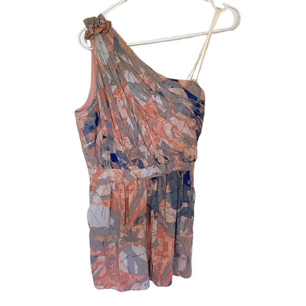 BCBGeneration one shoulder pocket romper pastel floral size 2 side zipper